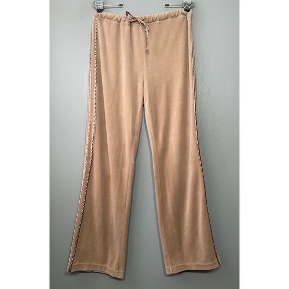 Y2K Everlast Velour Pants Womens Size M Taupe Track Drawstring Athleisure Y2K - Picture 2 of 15